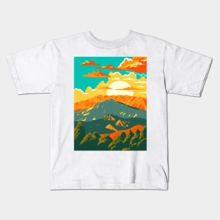 Mount Parnassus in Parnassos National Woodland Park Greece WPA Art Deco Poster Kids T-Shirt